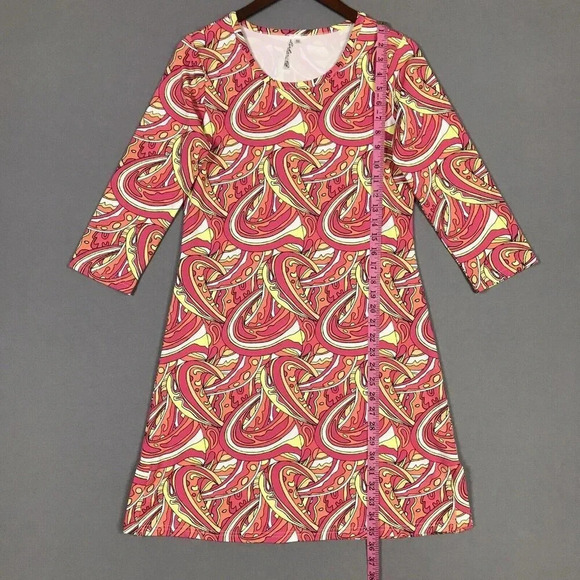 Lulu B Dress Size XS 3/4 Sleeve Stretch Nylon Green Black Geometric Print UPF 50 - Picture 12 of 16